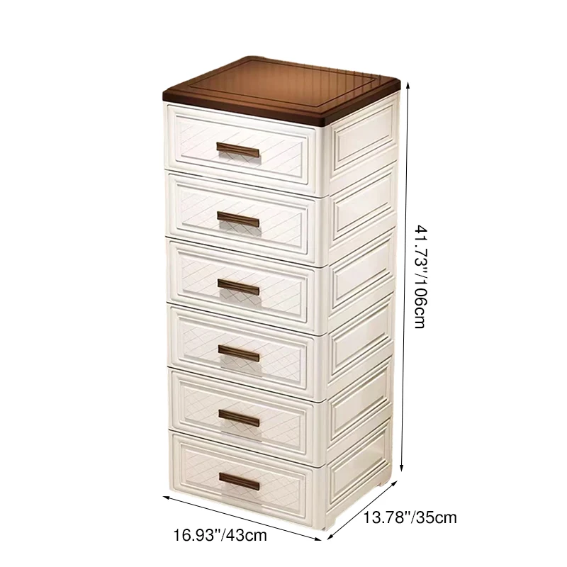 Modern Minimalist PP Rectangular Storage Cabinet 3/4/5/6-Drawer Movable Versatile Organizer For Living Room & Bedroom