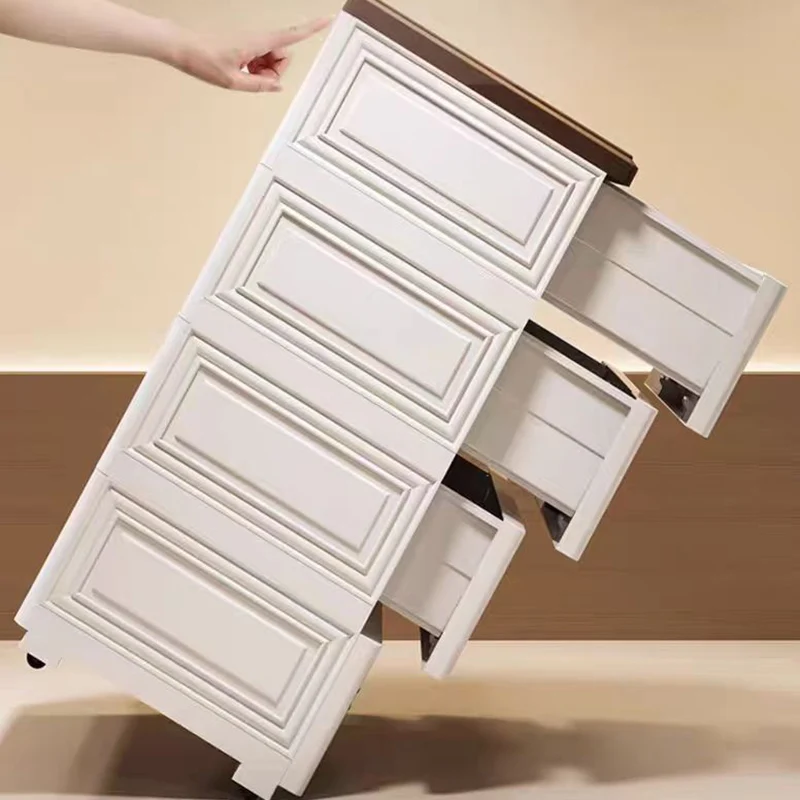 Modern Minimalist PP Rectangular Storage Cabinet 3/4/5/6-Drawer Movable Versatile Organizer For Living Room & Bedroom