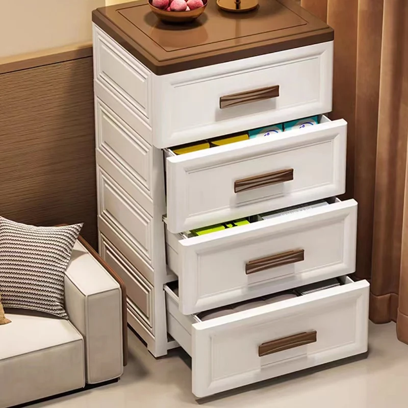 Modern Minimalist PP Rectangular Storage Cabinet 3/4/5/6-Drawer Movable Versatile Organizer For Living Room & Bedroom