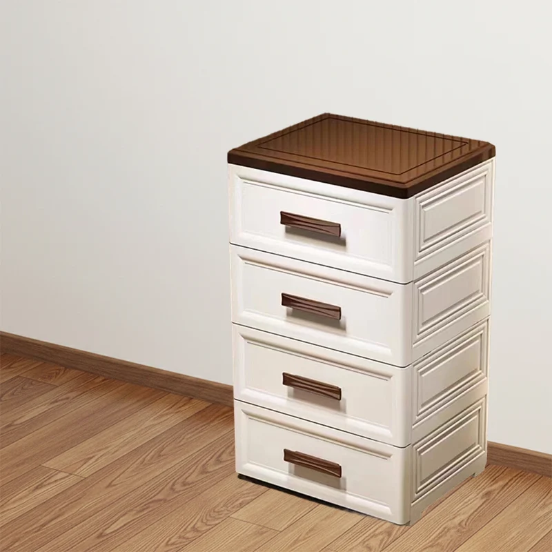 Modern Minimalist PP Rectangular Storage Cabinet 3/4/5/6-Drawer Movable Versatile Organizer For Living Room & Bedroom