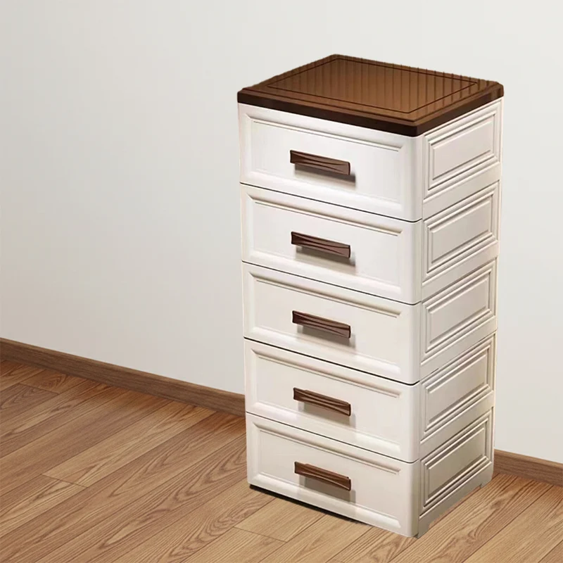 Modern Minimalist PP Rectangular Storage Cabinet 3/4/5/6-Drawer Movable Versatile Organizer For Living Room & Bedroom
