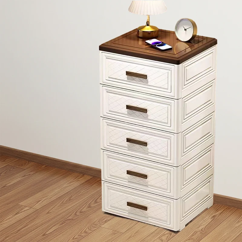 Modern Minimalist PP Rectangular Storage Cabinet 3/4/5/6-Drawer Movable Versatile Organizer For Living Room & Bedroom