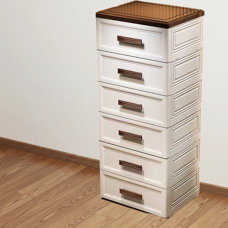 Modern Minimalist PP Rectangular Storage Cabinet 3/4/5/6-Drawer Movable Versatile Organizer For Living Room & Bedroom