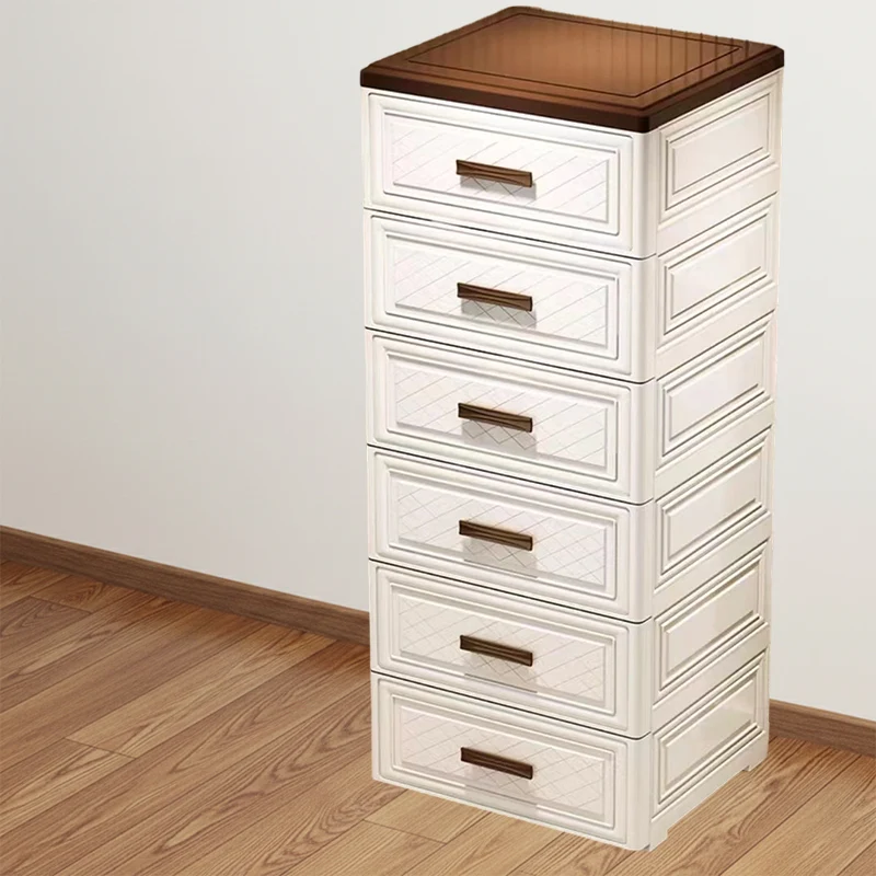 Modern Minimalist PP Rectangular Storage Cabinet 3/4/5/6-Drawer Movable Versatile Organizer For Living Room & Bedroom