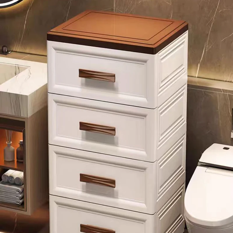 Modern Minimalist PP Rectangular Storage Cabinet 3/4/5/6-Drawer Movable Versatile Organizer For Living Room & Bedroom