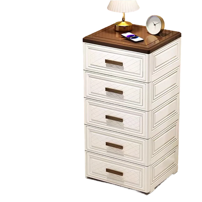 Modern Minimalist PP Rectangular Storage Cabinet 3/4/5/6-Drawer Movable Versatile Organizer For Living Room & Bedroom