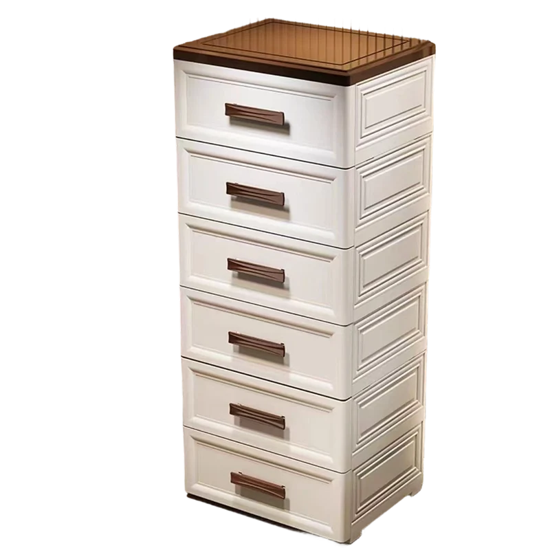 Modern Minimalist PP Rectangular Storage Cabinet 3/4/5/6-Drawer Movable Versatile Organizer For Living Room & Bedroom