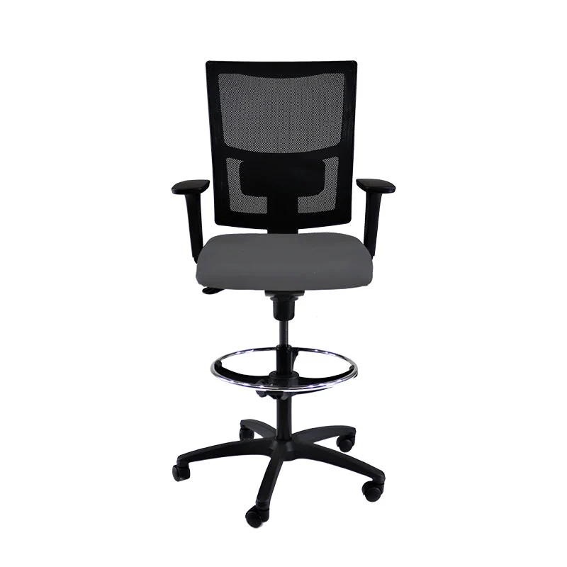 Saxen: Ergo Draughtsman Chair in Grey Fabric - Refurbished