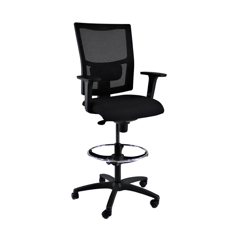 Saxen: Ergo Draughtsman Chair in Black Fabric - Refurbished
