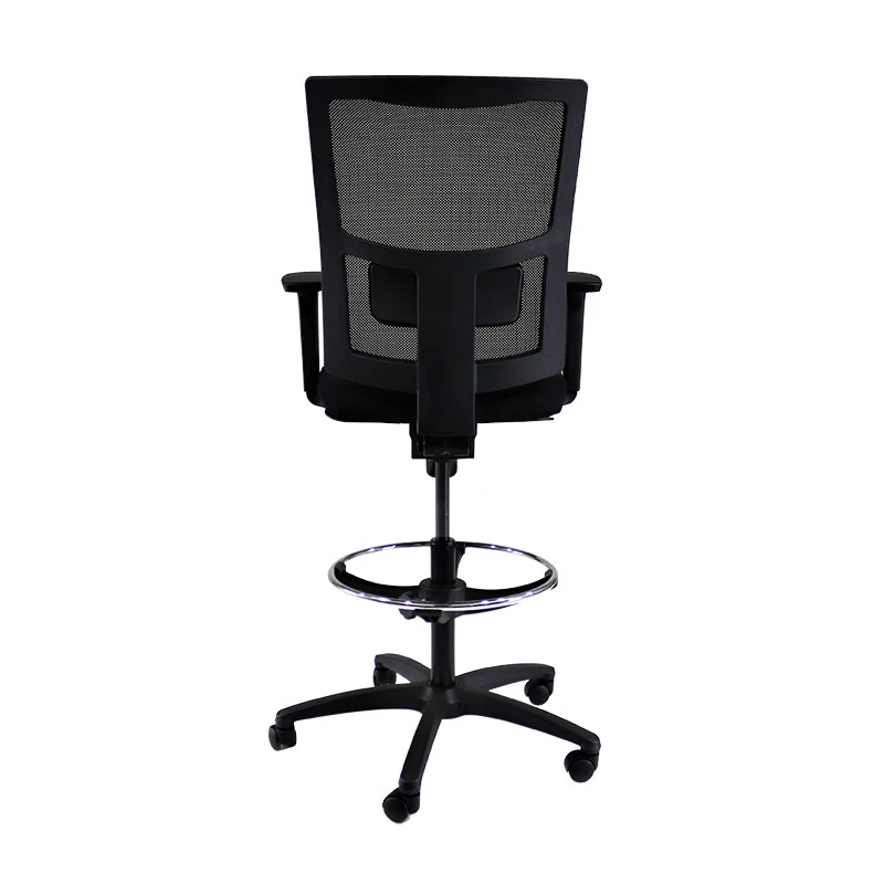Saxen: Ergo Draughtsman Chair in Black Fabric - Refurbished