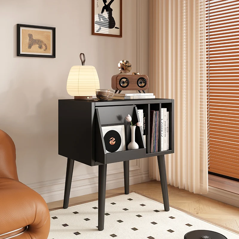 Contemporary Nordic Plywood Rectangular Storage Cabinet With Drawer And Open Shelves For Living Room