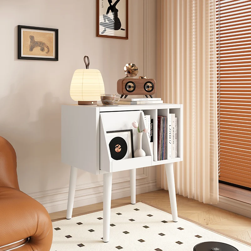 Contemporary Nordic Plywood Rectangular Storage Cabinet With Drawer And Open Shelves For Living Room