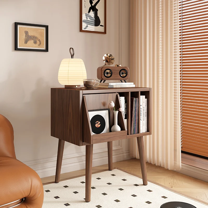 Contemporary Nordic Plywood Rectangular Storage Cabinet With Drawer And Open Shelves For Living Room