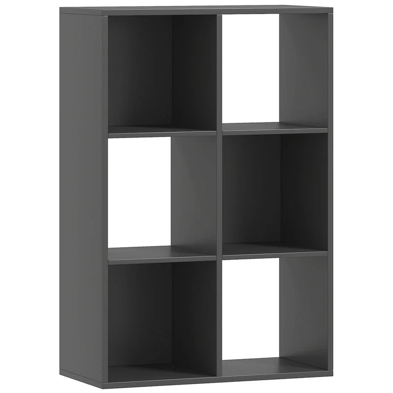 Estante de Cubos com 6 Prateleiras Porta Objetos em Madeira de Design Rústico 61,5x29,5x91,5 cm Preto