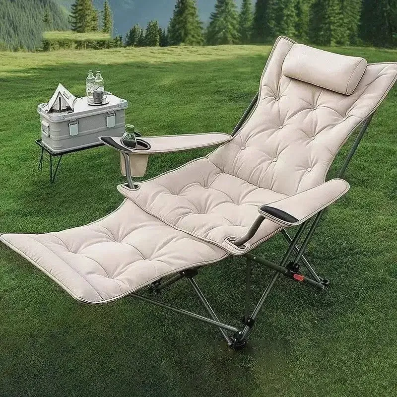 Modern Minimalist Oxford Fabric Carbon Steel Foldable Rectangular Reclining Chair Portable Folding Lounge Chair For Outdoor Patio
