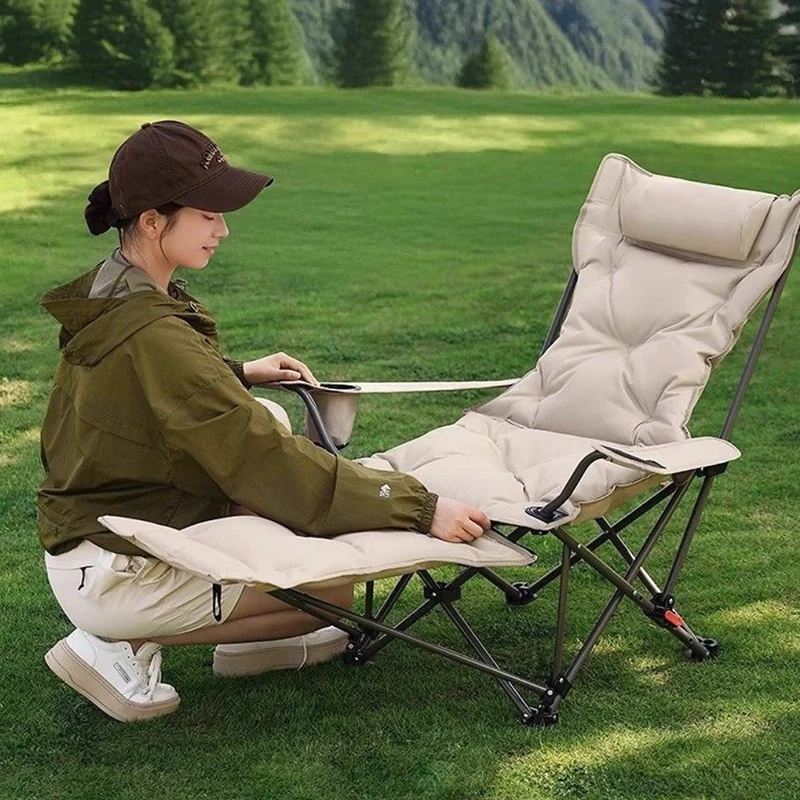 Modern Minimalist Oxford Fabric Carbon Steel Foldable Rectangular Reclining Chair Portable Folding Lounge Chair For Outdoor Patio