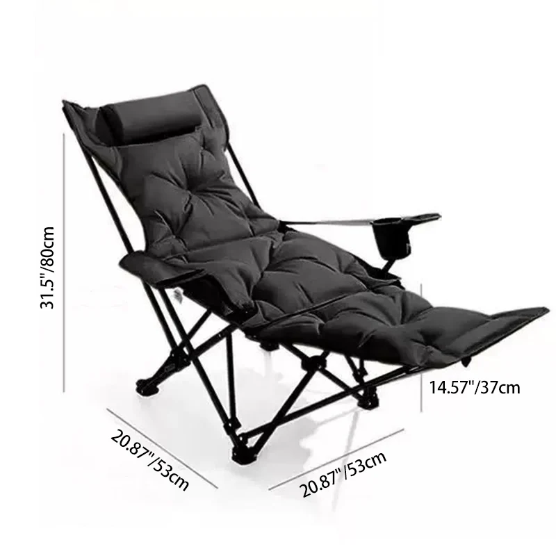 Modern Minimalist Oxford Fabric Carbon Steel Foldable Rectangular Reclining Chair Portable Folding Lounge Chair For Outdoor Patio