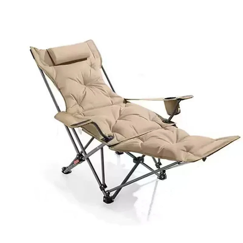 Modern Minimalist Oxford Fabric Carbon Steel Foldable Rectangular Reclining Chair Portable Folding Lounge Chair For Outdoor Patio
