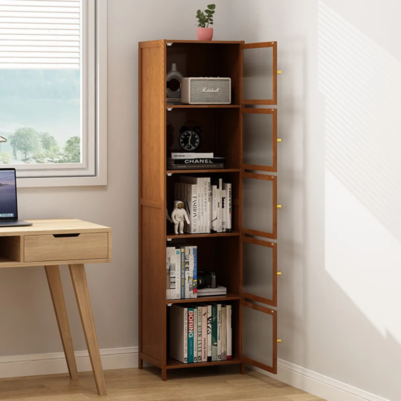 Traditional Chinese Bamboo Rattan Glass Rectangular Storage Cabinet With 2/3/4/5/6 Storage For Living Room