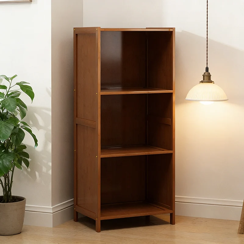 Traditional Chinese Bamboo Rattan Glass Rectangular Storage Cabinet With 2/3/4/5/6 Storage For Living Room