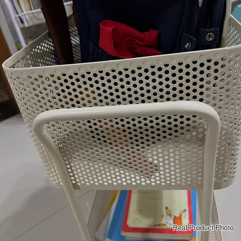 Modern Minimalist Iron Rectangular Movable Kids Storage Shelf 2-Tier For Living Room