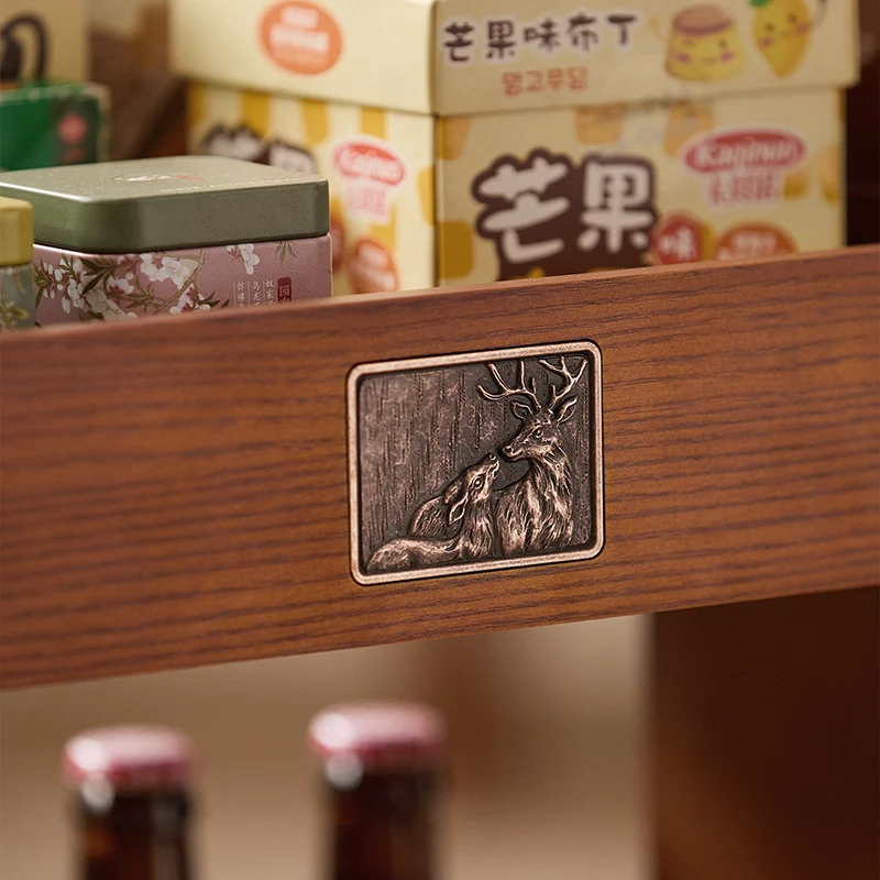Traditional Chinese Rubberwood MDF Rectangular Movable Space-Saving Storage Shelf 2-Layer For Living Room