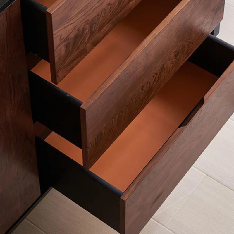 Traditional French Rubber Wood Plywood Wave Rectangular Storage Cabinet With 1/2 Storage For Living Room