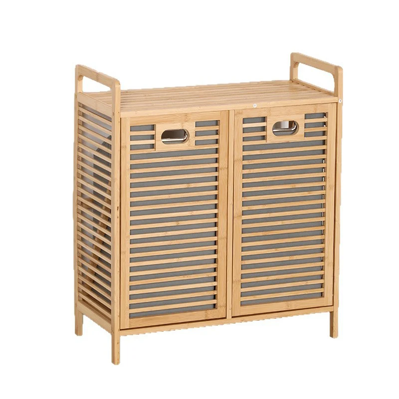 Modern Minimalist Bamboo Fabric Open Square Storage Cabinet With 2 Storage For Living Room