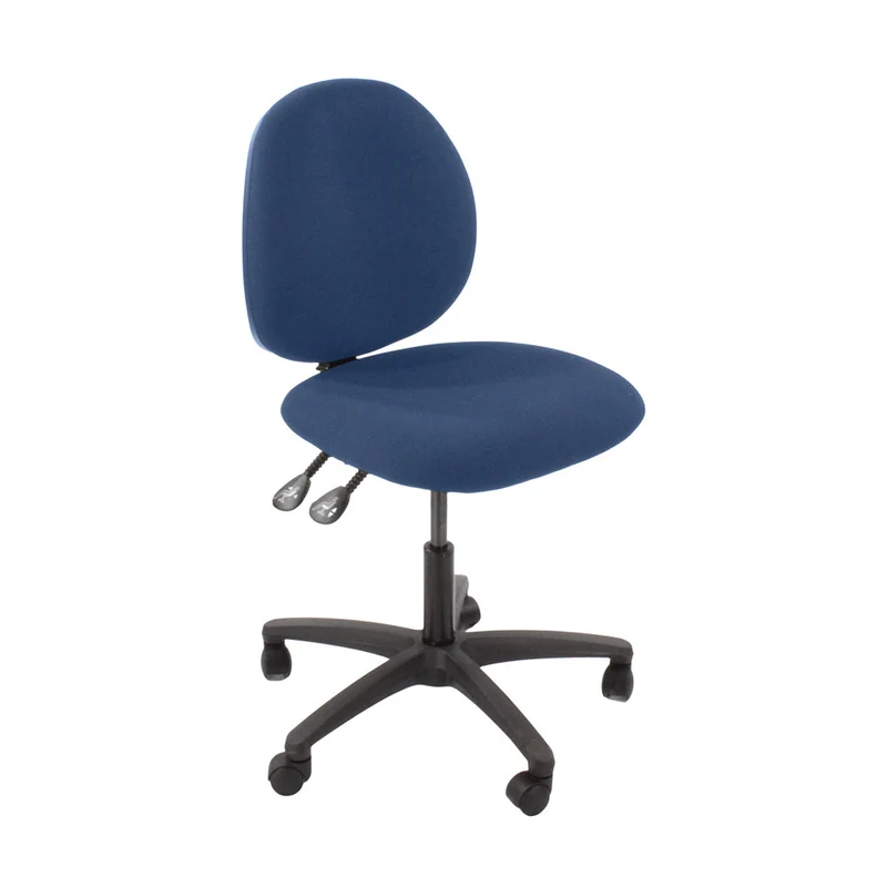 Saxen: Scoop Operator Chair in Blue Fabric Without Arms - Refurbished