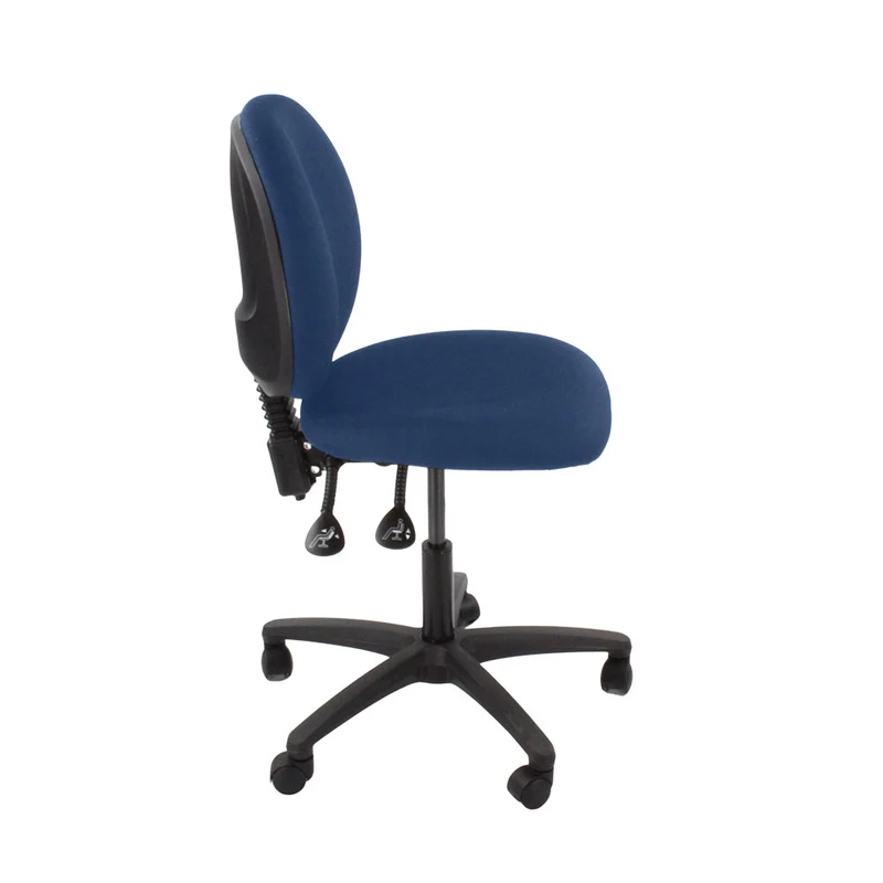 Saxen: Scoop Operator Chair in Blue Fabric Without Arms - Refurbished