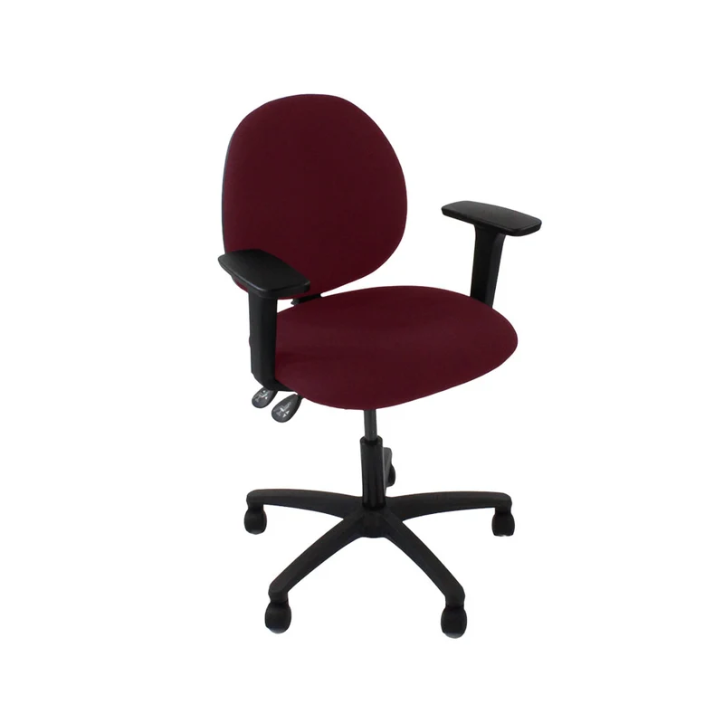Saxen: Scoop Operator Chair in Burgundy Leather - Refurbished
