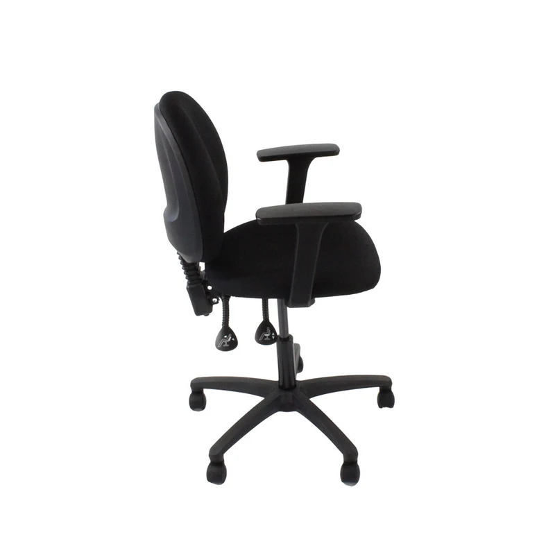Saxen: Scoop Operator Chair in Black Leather - Refurbished