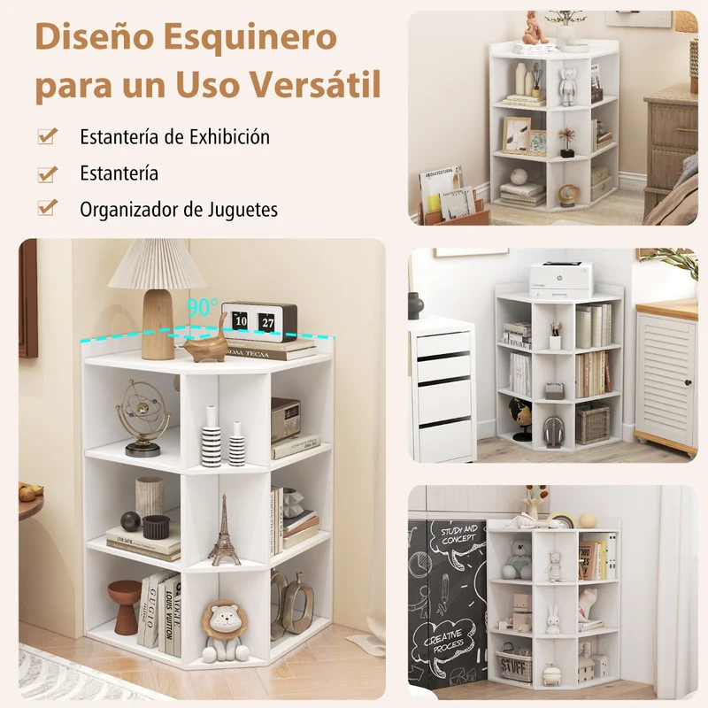 Armário de Canto com 3 Níveis e Estação de Carregamento com 9 Cubículos e 2 Portas USB – Branco