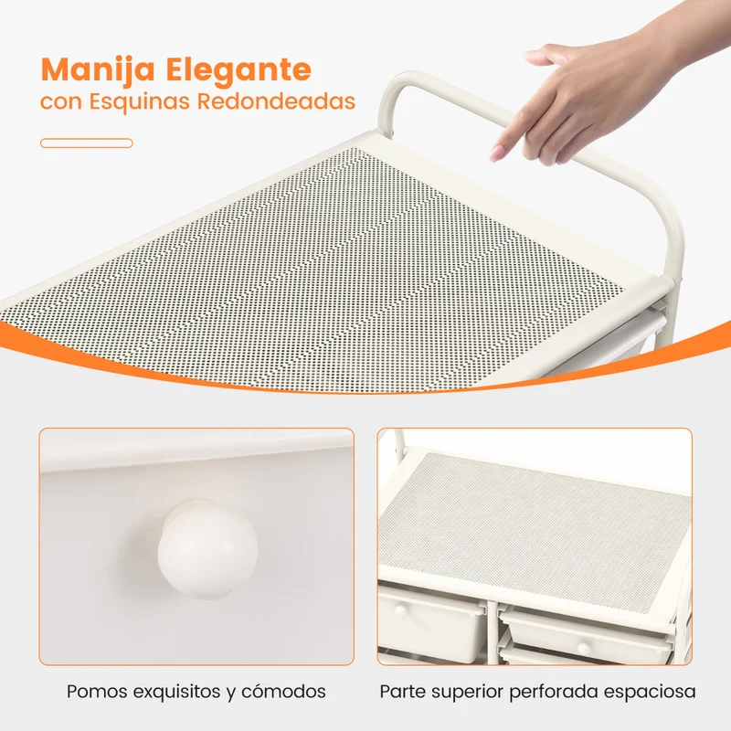 Carro Multiusos com 15 Gavetas Desmontáveis e Rodas com Travão 63 x 37 x 87 cm – Branco