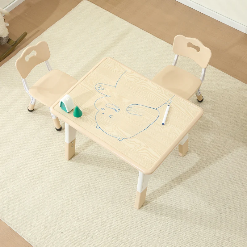 Modern Minimalist MDF PP Rounded Rectangular Kids Study Desk With 2-Tier For Living Room