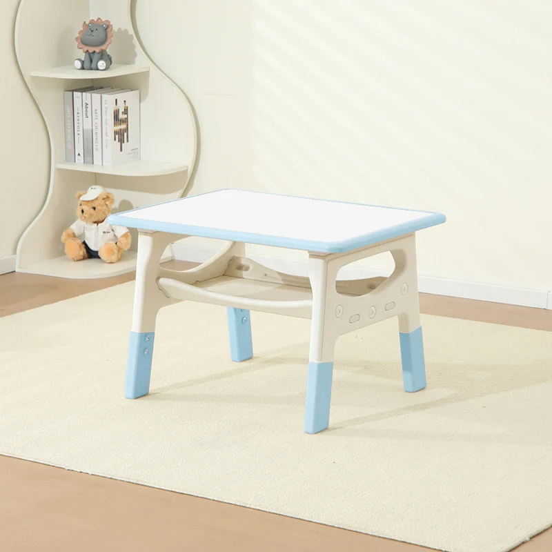 Modern Minimalist MDF PP Rounded Rectangular Kids Study Desk With 2-Tier For Living Room