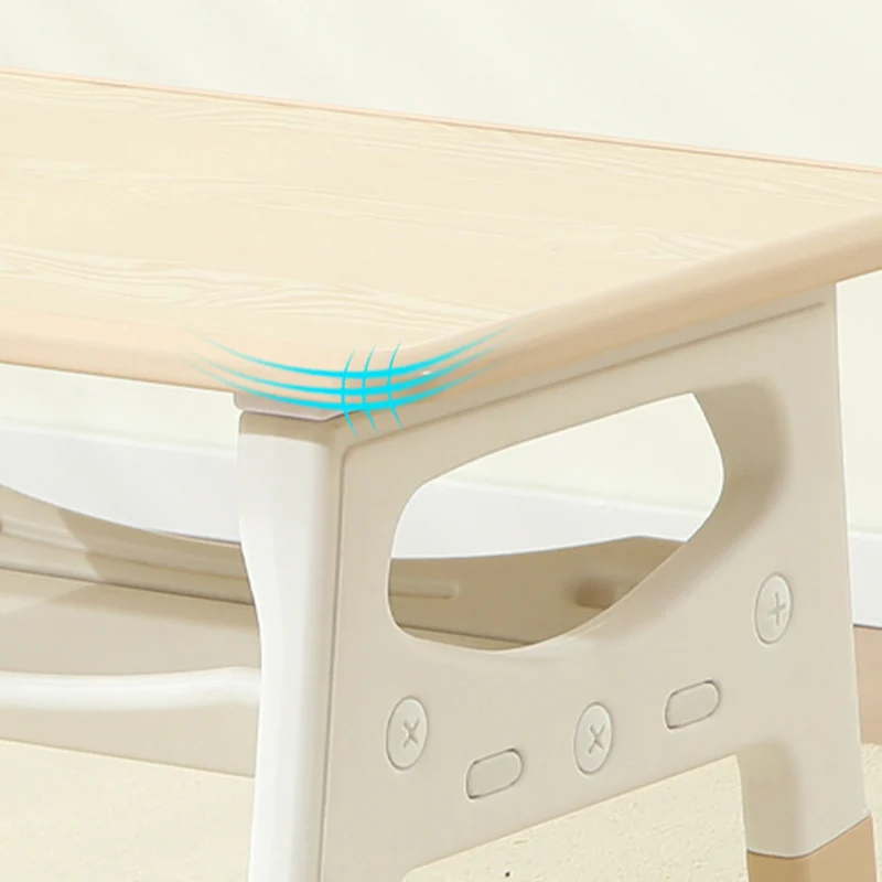 Modern Minimalist MDF PP Rounded Rectangular Kids Study Desk With 2-Tier For Living Room