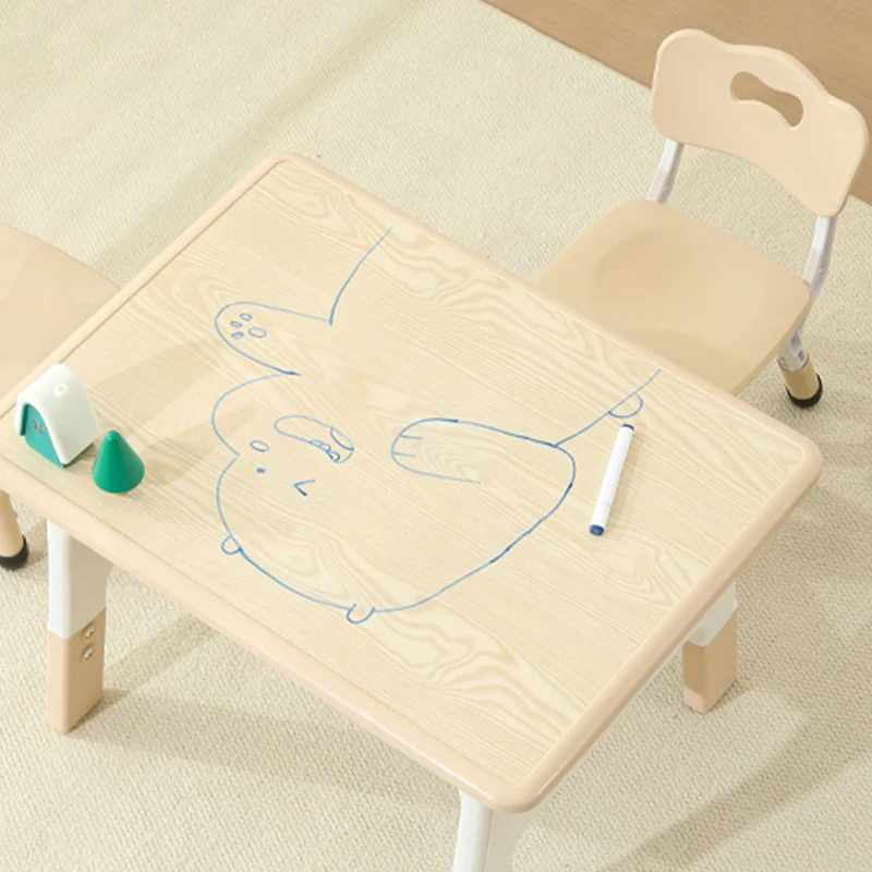 Modern Minimalist MDF PP Rounded Rectangular Kids Study Desk With 2-Tier For Living Room