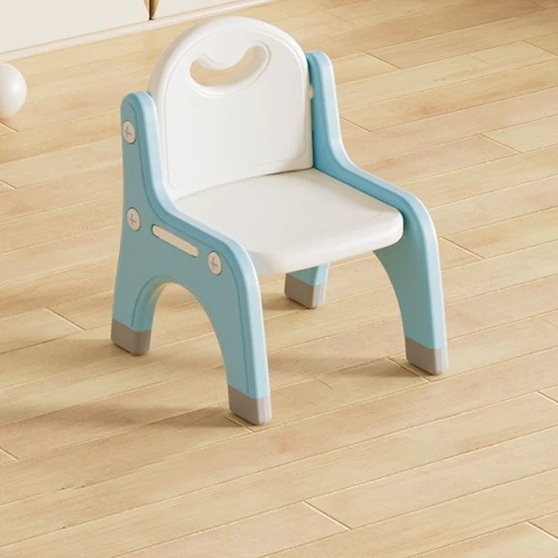 Modern Minimalist PE Geometric Curved Kids Study Desk Chair Set With 2-Tier For Living Room
