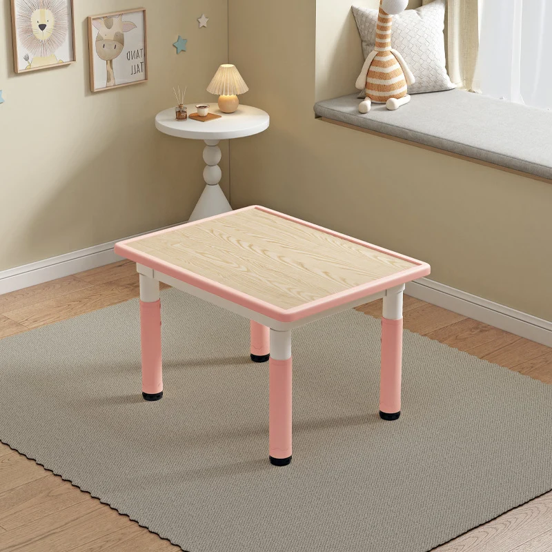 Modern Minimalist MDF PP Cylinder Rectangular Kids Study Table Chair Set With Adjustable Height For Living Room
