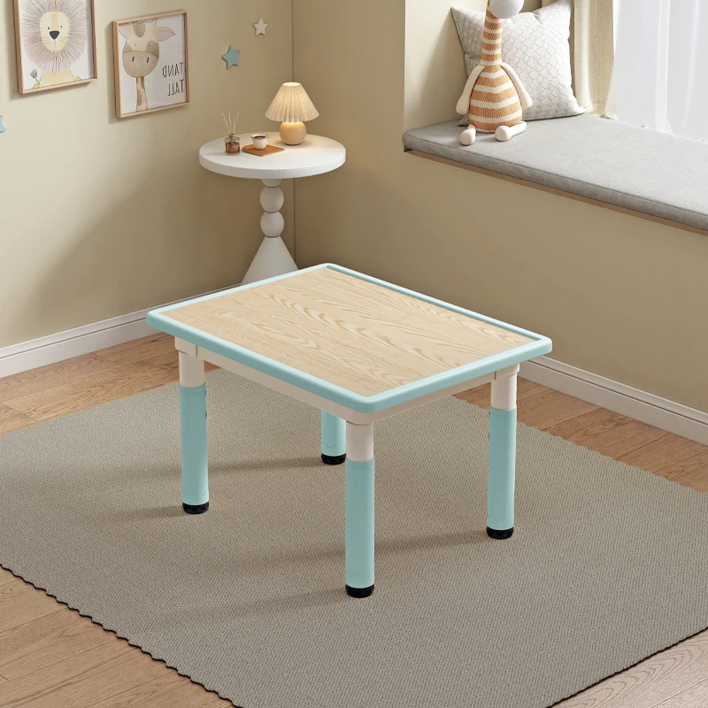 Modern Minimalist MDF PP Cylinder Rectangular Kids Study Table Chair Set With Adjustable Height For Living Room