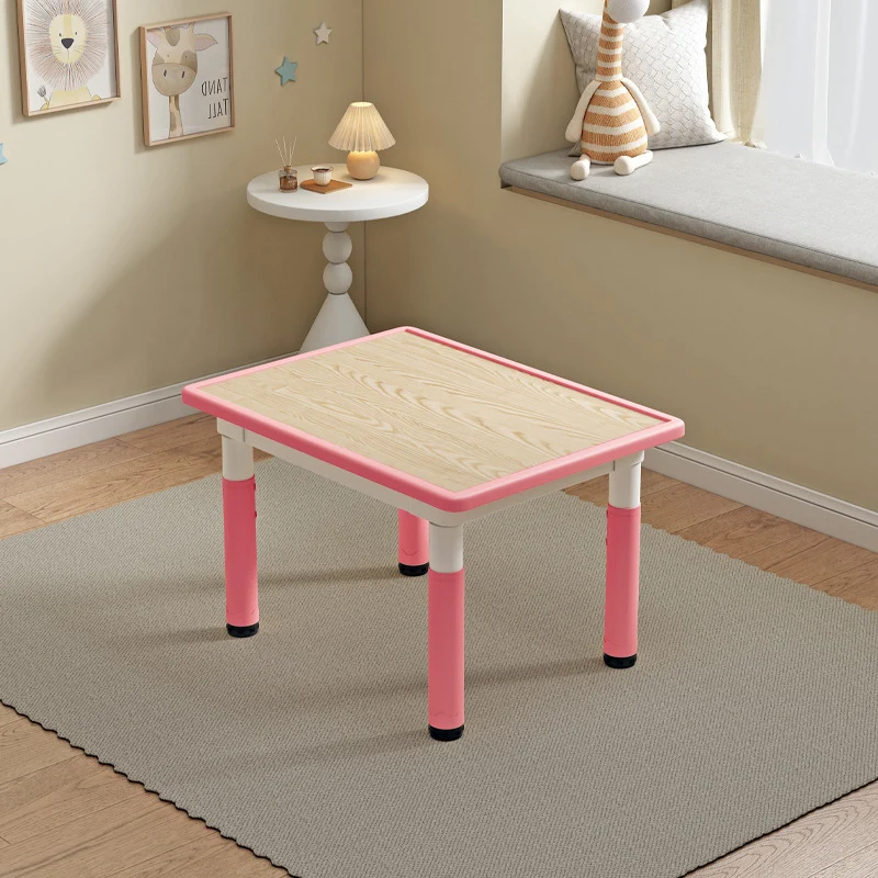 Modern Minimalist MDF PP Cylinder Rectangular Kids Study Table Chair Set With Adjustable Height For Living Room