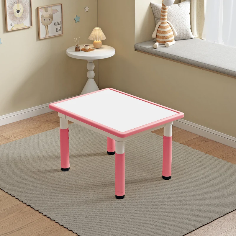 Modern Minimalist MDF PP Cylinder Rectangular Kids Study Table Chair Set With Adjustable Height For Living Room