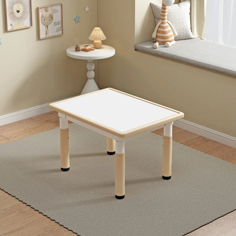Modern Minimalist MDF PP Cylinder Rectangular Kids Study Table Chair Set With Adjustable Height For Living Room