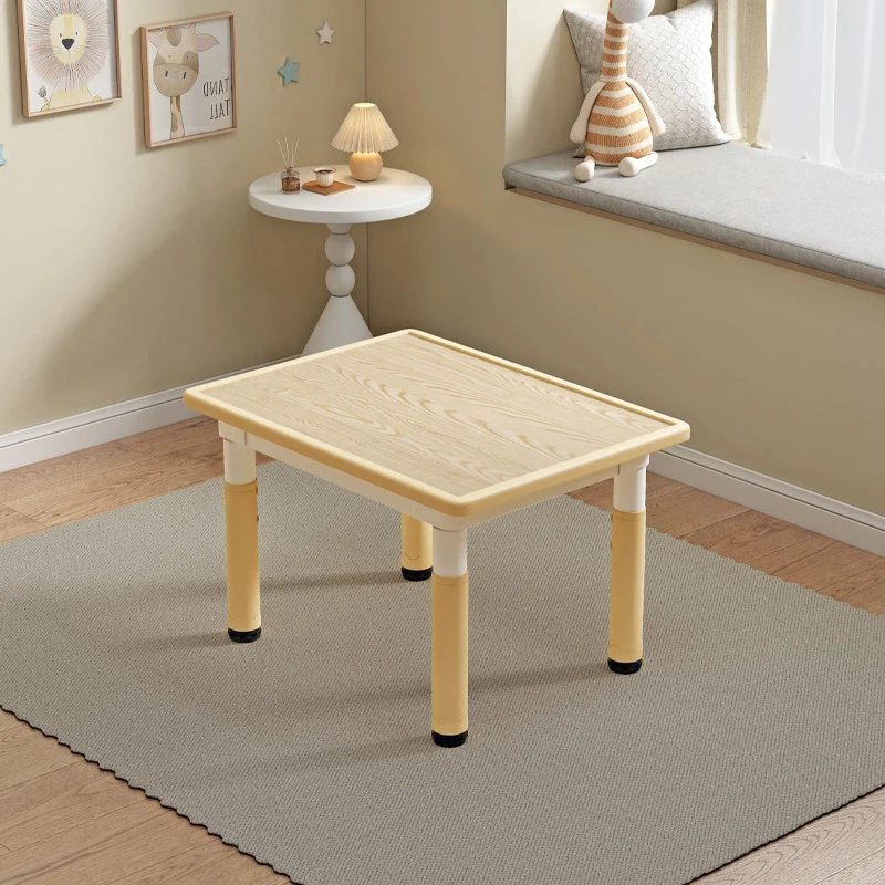 Modern Minimalist MDF PP Cylinder Rectangular Kids Study Table Chair Set With Adjustable Height For Living Room