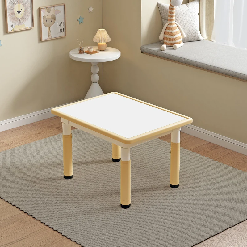 Modern Minimalist MDF PP Cylinder Rectangular Kids Study Table Chair Set With Adjustable Height For Living Room