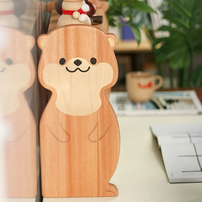 Contemporary Creative Rosewood Maple Otter-Shaped Rectangular Desktop Storage Shelf 2-Tier For Living Room & Entryway