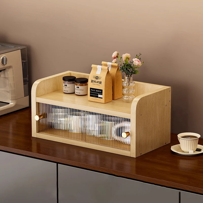 Modern Minimalist Eco-Friendly Engineered Wood Acrylic Rectangular Desktop Storage Shelf 2/3/4-Tier Dustproof Cup Storage For Living Room & Bedroom