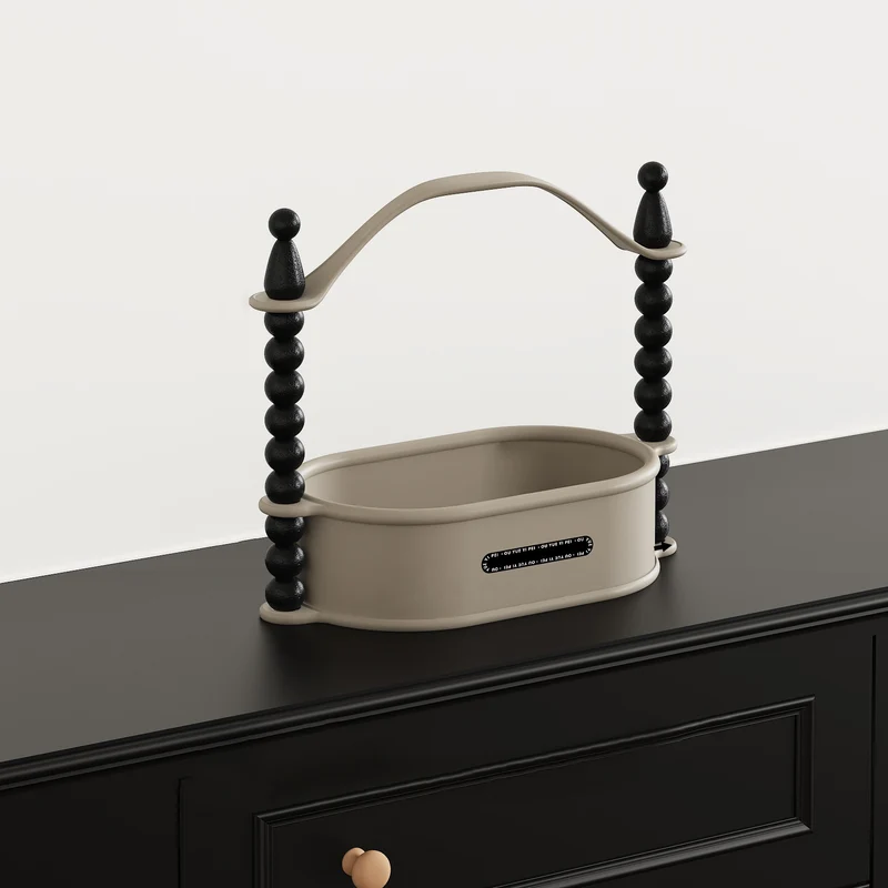 Contemporary Nordic High-Density Resin Oak Wood Oval Desktop Storage Shelf 1/2-Tier For Living Room & Entryway