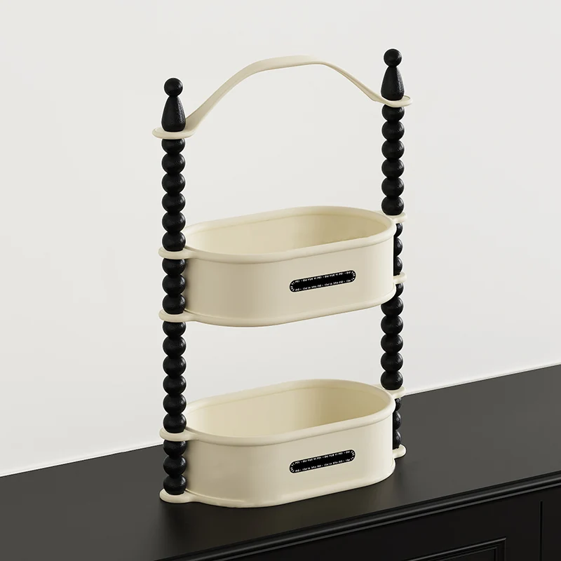 Contemporary Nordic High-Density Resin Oak Wood Oval Desktop Storage Shelf 1/2-Tier For Living Room & Entryway